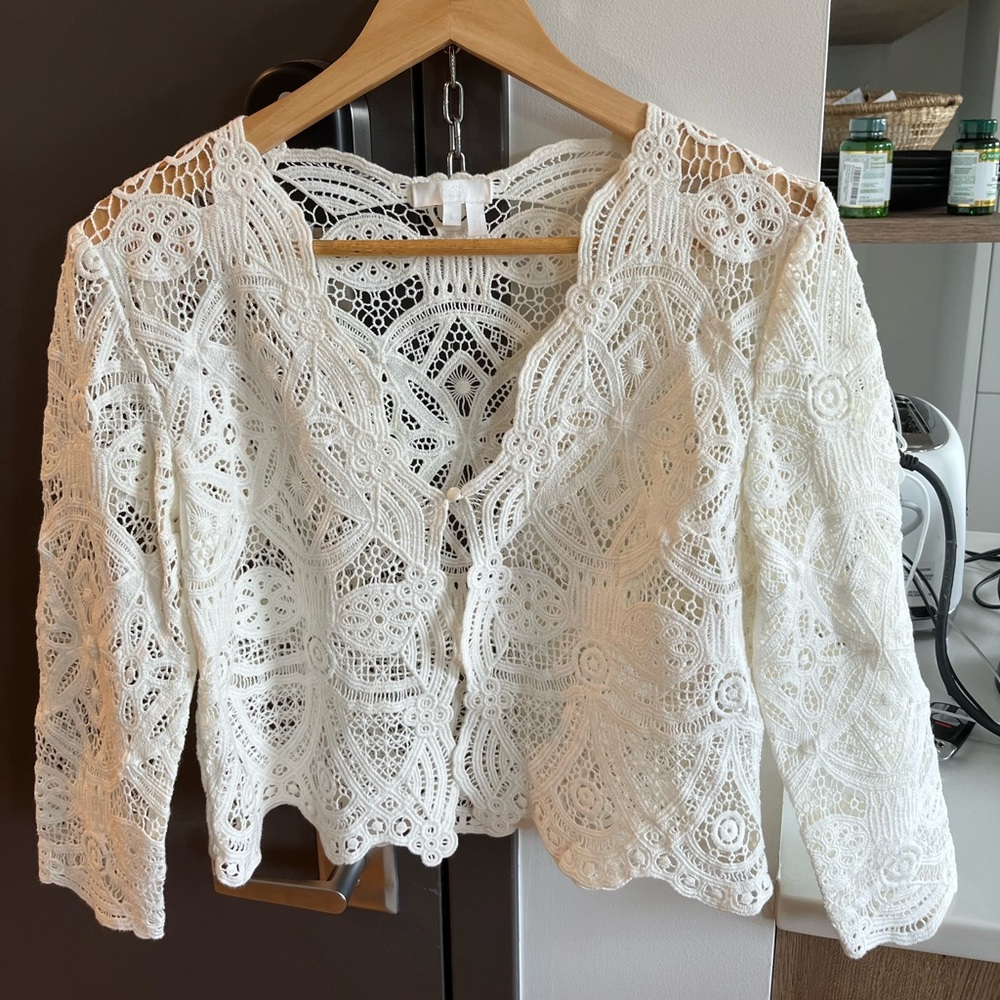 Sezane edition white cotton cardigan size S